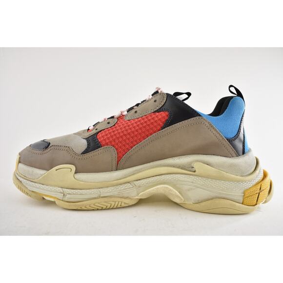 Balenciaga Triple S Sneakers Grey Red Blue 2018 Reissue Flat Platform 45 Mens 12 - Picture 10 of 13